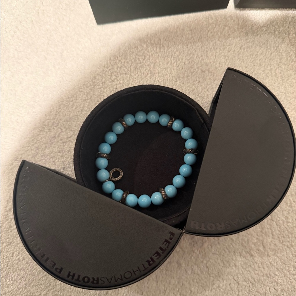 Peter Thomas Roth Designer Blue Bead Sterling Silver Stretchy Bracelet retired - Picture 3 of 7